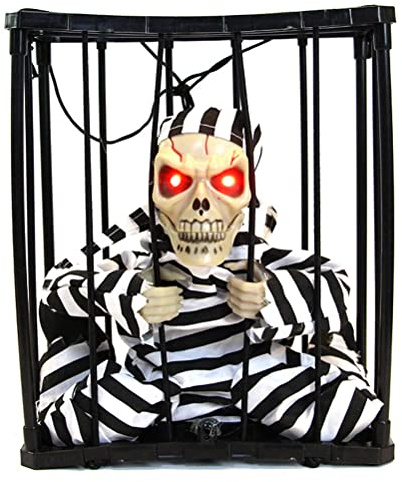 Cricia Halloween-Dekorationen den Innenbereich, schreiende animierte Halloween-Dekoration, Halloween-Deko-Requisite mit Bewegungssensor, gruseliger Schädelkäfig, Gefangener,