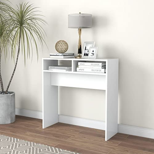 homiuse Table Console 78x30x80cm Table d'appoint Blanc Table d'entrée Console Meuble Design Accrocheur Table Salon Basse pour Couloir Bureau Bout de Canapé Aggloméré de Qualité