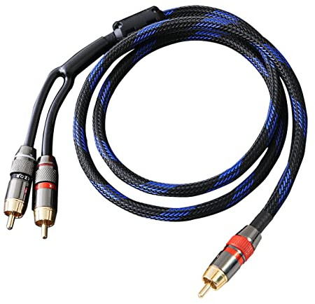Diaianyfi Audiophile RCA to 2RCA Subwoofer Cable,1 RCA Male to 2 RCA Male Audio Cable RCA Y-Adapter,Oxygen-Free Copper,Nylon Braided Jacket (3.3FT)