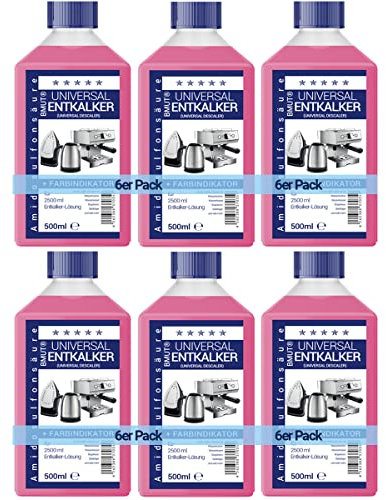 6x 500ml Universal-Entkalker für Kaffeevollautomat und Kaffeemaschine - je 125ml für 2500ml Entkalker-Lösung