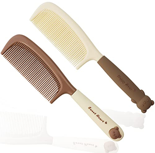 TCOTBE 2 Pack Women's Detangling Comb - Cute Styling Handle, Fine-Tooth Dressing and Haircut Comb for Wet or Dry Hair