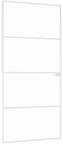 vidaXL Porta Interna Bianca 93x201,5 cm Vetro Temperato Alluminio Slim