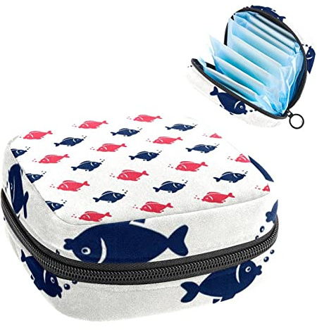 Fisch-Schwimm-Tasche, tragbar, Tampon-Aufbewahrungstasche für Damenbinden, Mehrfarbig, 4.7x6.6x6.6 in/12x17x17 cm