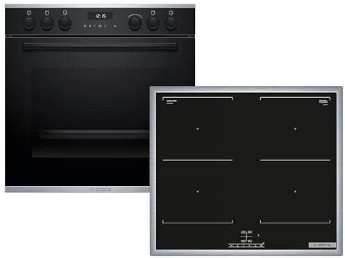 Bosch HND677FH61 Set Einbauherd HET278BB1 Schwarz + Induktionskochfeld NVQ645CB6E herdgebunden