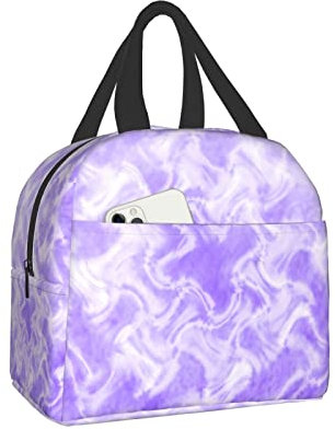 FJAUOQ Tie Dye Purple Lunch Bag Scatola da viaggio Work Bento Cooler Tote riutilizzabile Scatole da picnic Contenitore isolato Borse per la spesa Per adulti Donna Uomo