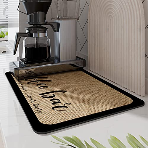 Secado Rápido Alfombrilla de Drenaje, Alfombrilla para Cafetera Sin Lavado, Antideslizante Alfombra Escurreplato Secado Rápido, Alfombrilla Secado de Platos para Cafeteras, Cocinas, 30*40cm(Marrón)