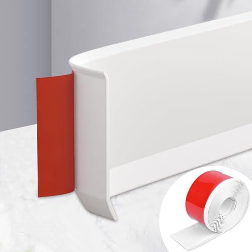 Plinthe Adhesive en PVC, Plinthe Souple Autoadhésive 5m, Plinthe Décorative Blanc, 10cm de Large, Plinthe Autoadhésive Convient pour Cuisines, Salles de Bains et Salons