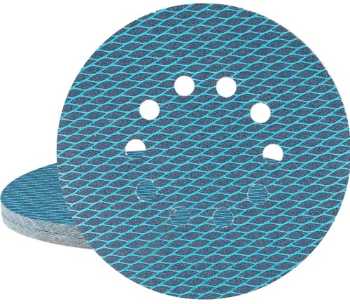 STEBRUAM 25 Stück Schleifpapier 225mm Klett 10 Loch mit Körnung 80 | 225mm Diamant Schleifpads High Density Beflockungs Rückseite für Trockenbauschleifer Exzenterschleifer Schleifgiraffe