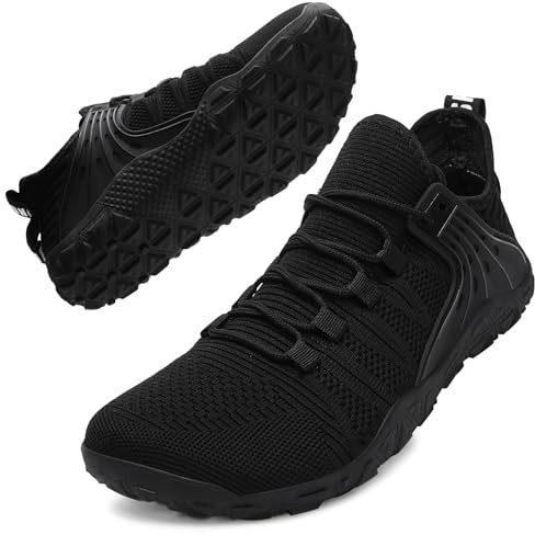 Hommes Barefoot Chaussures Pieds Nus Minimalistes Marche Légère Large Sneakers,Noir,44 EU
