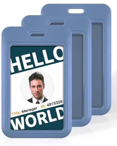 Uniclife Porte Badge Coulissant Vertical Etui Plastique dur Fenêtre Transparente Pochette Protection Carte Bleu Clair pour Cartes Crédit, Permis Conduire Laissez Passer au Bureau et l'école, 3 Paquets