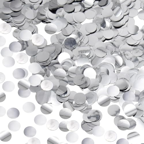 Ruidee 50 g (1,76 oz) konfetti av metallfolie 15 mm runt papperskonfetti glitter spridningsdekoration bordskonfettidekoration för ballonger, bröllop, födelsedagar (YZX/silver)