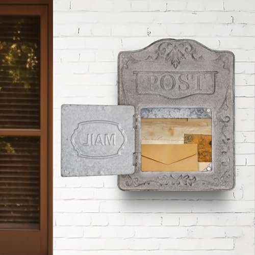 26 x 9,5 x 34 cm - Support mural pour boîte aux lettres en métal rustique - Boîte aux lettres vintage - Pour la réception du courrier, des journaux