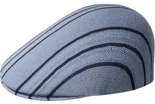 Kangol Don Stripe 507 Flatcap Schirmmütze Schiebermütze Damen/Herren - mit Schirm Winter Herbst-Winter - L (58-59 cm) blau