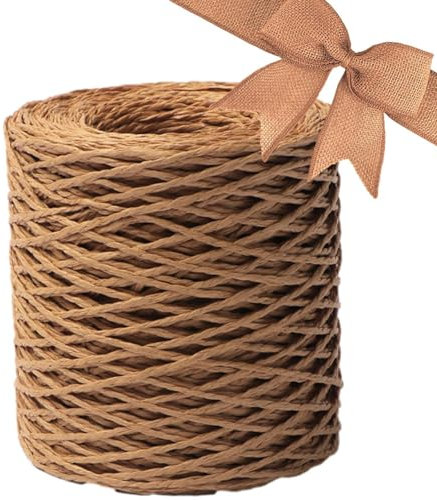 Naturbast Papierband Bastgarn Zum Häkeln, Bast Raffia Natur Papierschnur, Packschnur Für Handwerksprojekte, Mehrere Farben Zur Auswahl, Stark Genug Um Knoten Zu Knüpfen Ohne Zu Brechen