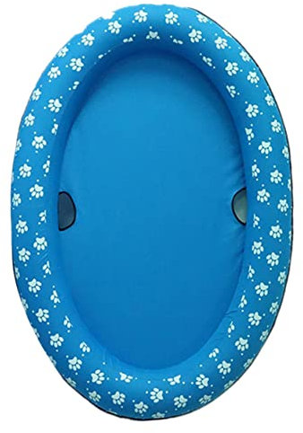 ORFOFE Piscina Inflable Plegable para Mascotas Azul, Colchón Flotante de Tela, Portátil y Fácil de Guardar para Días de Verano