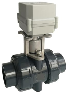 válvula motorizada Válvula actuadora de PVC DN40 de 12 V/24 V CC, válvula de Bola motorizada BSP/NPT de 11/2'' TF40-P2-C, 10 NM, Encendido/Apagado, 15 s, Engranaje metálico, CE, IP67(BSP,DC12V_CR501)
