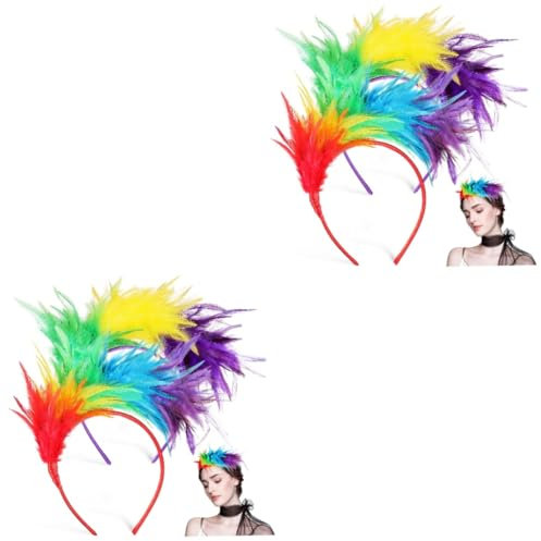 DEARMAMY 4stücke Bunte Haarreifen Für Frauen Karneval Festival Halloween Kopfschmuck Mit Elastischem Design Und Einzigartigem Federlook Für Partys Und Bühnenaufführungen