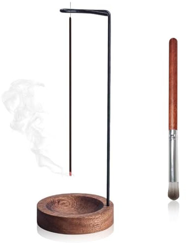Incense Stick Holder, Wooden Incense Holders for Sticks with Brush Upside Down Incense Burner Holder Ash Catcher Catching Room for Yoga Meditation