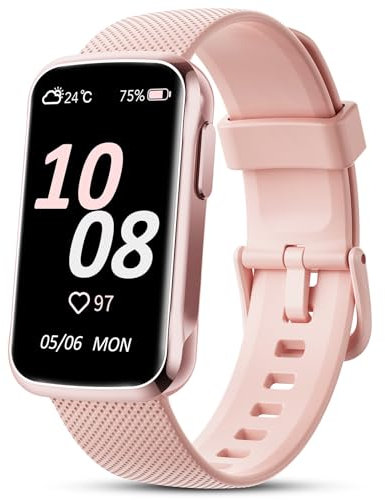 TIMU Smartband, Orologio Contapassi Smartwatch Uomo Donna con Cardiofrequenzimetro/Sonno/Contapassi, Activity Tracker con 24 Modalità Sportive, Impermeabile IP68 Smart Band per Android/iOS(Rosa)