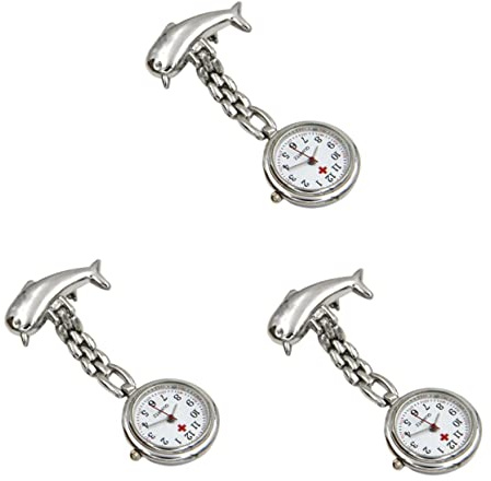 SOIMISS 3stücke Krankenschwesteruhr Delfinform Modische Steampunk Brosche Silberne Taschenuhr Mit Präziser Zeitangabe Für Pflegeberufe Schicke Kleidungsergänzung