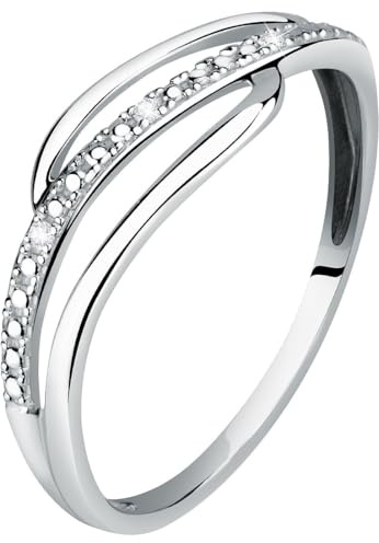 CHRIST Damen-Damenring 375er Weißgold 3 Diamant