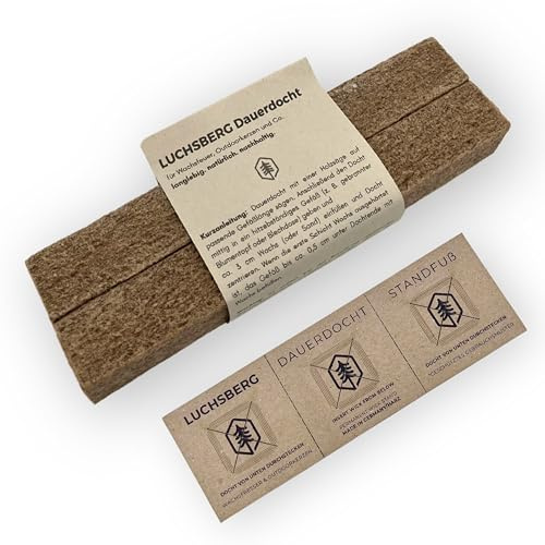 Luchsberg Dauerdocht für Wachsfresser | Docht für Outdoor-Kerze, Wachsfeuer, Schmelzlicht - auch für DIY Betonkerzen - Ersatzdocht (Set (2X XL))