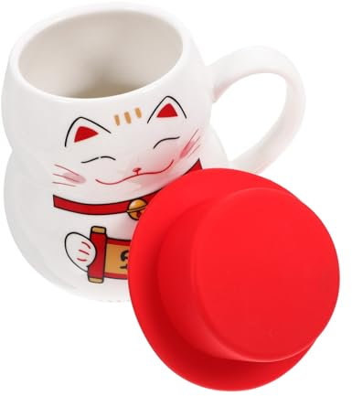OFFSCH Weihnachtlicher Schneemann Glückskatze Keramiktasse Mit Deckel Lustige Kaffeetasse Für Tee Und Kaffee Perfektes Für Katzenliebhaber Und Weihnachtsfeiern