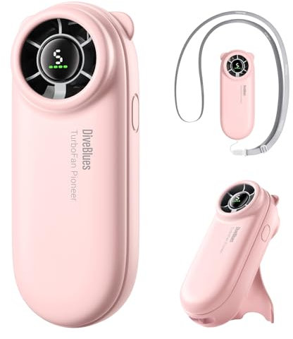 Diveblues Portable Handheld Turbo Fan Rechargeable, High-Speed Mini Turbo Fan, LED Display, Up to 8 Hours, 5 Wind Gear, Travel Hand Held Fans for Outdoor, Holiday, Gifts for Women(Turbobear)