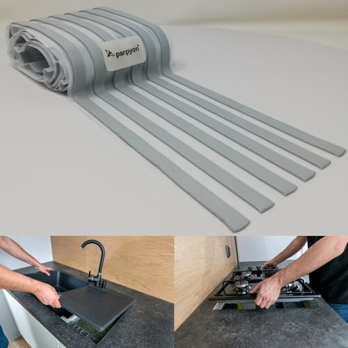 Parpyon® Sigillante Lavello Cucina Piano cottura CM 360 Tubi scarico lavandino Antiodore, Flessibili Rubinetto miscelatore Prolunga tubo filettato + nastro e guarnizione (Sigillante Lavello S3)