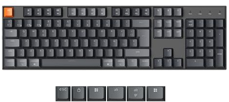 Keychron K10 QMK Teclado Mecánico Inalámbrico, Interruptores Marron de Tamaño Completo, Retroiluminación LED Blanca y Recargable, Bluetooth 5.2 para Mac/Windows/Linux, ES Layout-Versión 2