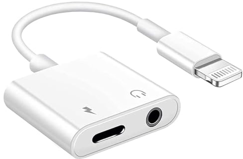 UmiMirari Kopfhörer Aux Adapter für iPhone, 2 in 1 Lightning auf 3,5 mm Klinke Kopfhörer Adapter Konverter Dongle Splitter kompatibel für iPhone 14/13/12/11/XS/XR/X/8/7 Unterstützung für alle iOS