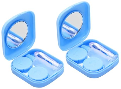 TOPPERFUN 2pièces Boîte pour Lentilles de Contact Étui à Lentilles Portable avec Flacon Miroir Pince à Épiler et Ventouse
