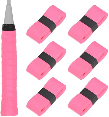 M METERXITY 6-Pack Tennis Racket Grip Tape PU for Pickleball, Pink