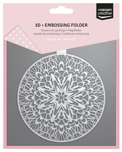 Vaessen Creative 3D Prägeschablonen Weihnachtskugel von 15 x 15 cm - Bastelbedarf für Grüßkarten - Bastelzubehör für DIY, Karten Basteln, Journaling und Scrapbooking