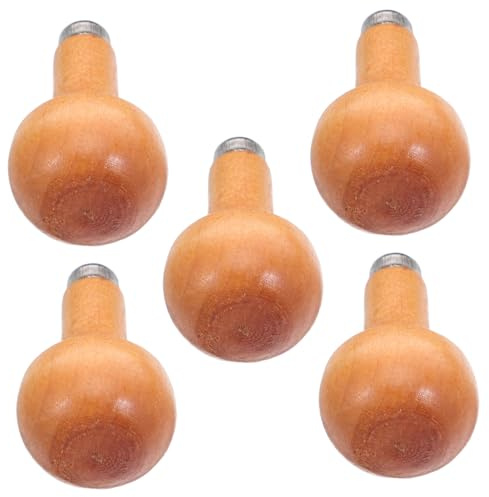 HOMSFOU Manche de Burin en Bois Ergonomique Lot de 5 Pièces Poignée Champignon pour Outils de Sculpture et Travail du Bois Sécurité Renforcée Fatigue