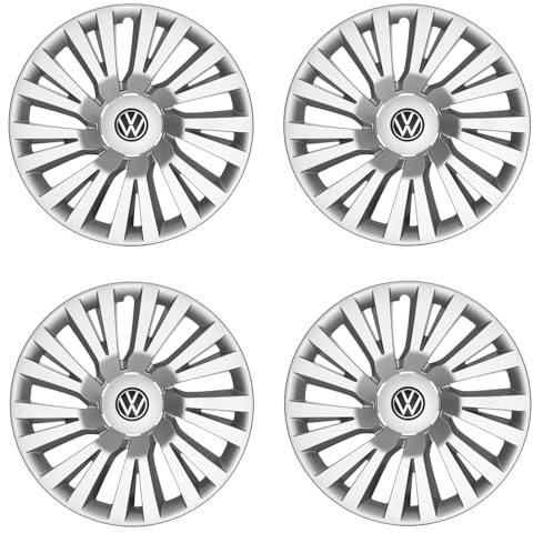 Volkswagen 3J00714561ZX Radkappen (4 Stück) Radzierblenden 16 Zoll Radblenden, Silber, für Original VW Stahlfelgen