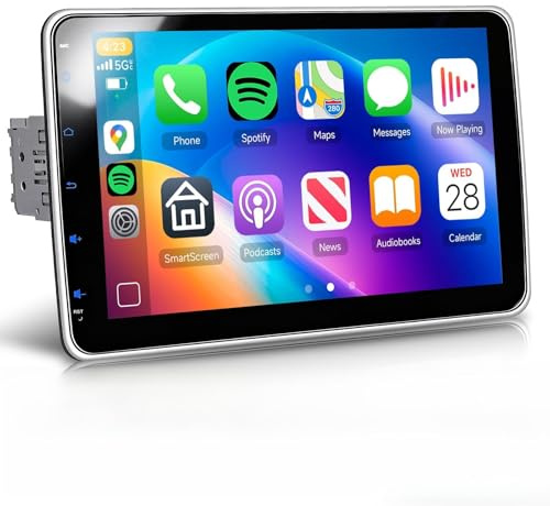 VECHTEL 10 Radio para Coche de y 2 DIN con CarPlay inalámbrico Android Auto,EQ,Radio FM con Pantalla táctil giratoria,GPS WiFi,2 USB/Tipo C,Bluetooth,cámara de visión Trasera y Control en el Volante