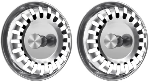 2 Pack 78mm Kitchen Sink Strainer Plug, Kitchen Sink Plugs and Strainers, Stainless Steel Sink Drainer Plug Replacement for Food and Hole Hair Catcher