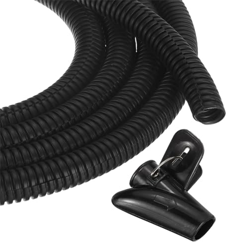 sourcing map 1/2 Inch 10ft Split Wire Loom Tubing, Flexible Cord Protectors with Installation Tool Cable Management Sleeve Conduits Cover for Office Home Electrical Automotive Wires, Black
