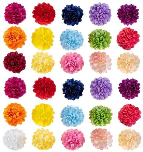 Zerodeko 40 Pezzi Fiore Artificiale Crisantemo a Palla e Plastica, Decorazione Diy, per Decorazioni Asilo e Progetti Fai da Te Colore Casuale