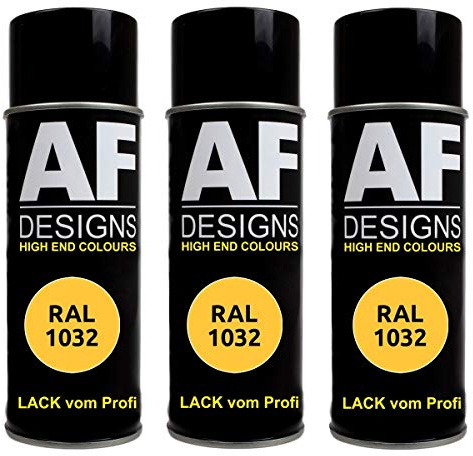 Alex Flittner Designs Spraydose RAL1032 GINSTERGELB seidenmatt, seidenmatt | 3er Pack RAL Spraydosen a 400 ml pro Dose