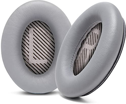 WC Wicked Cushions Upgraded Replacement Ear Pads for Bose QC35 & QC35ii (QuietComfort 35) Headphones & More - Softer Leather, Luxurious Memory Foam, Added Thickness, Extra Durability | Silver