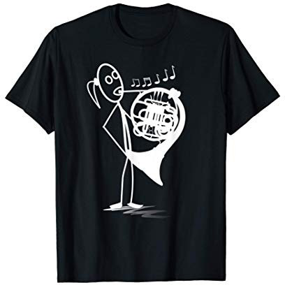 Funny Horn Player Gift Stick Figure Girl Playing French Horn T-Shirt