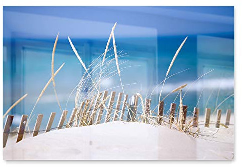 BilderKing Eindrucksvolles XXL Panorama Acrylglas-Bild, 5mm stark, 150x50cm Dünen & Strand als Wandbild. Das Glasbild Nordsee Ostsee setzt Ihr Wohnzimmer, Esszimmer oder Schlafzimmer perfekt in Szene