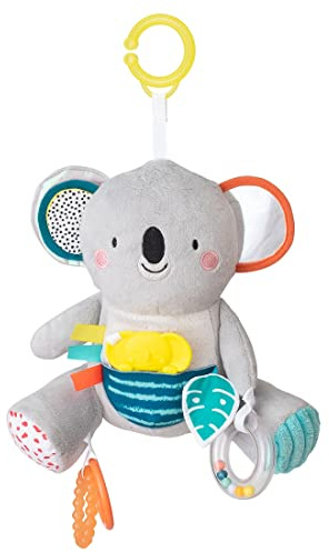 Taf Toys Kimmy The Koala Activity Toy. Cuddly Plush Sensory Stuffed Toy. Fits to Cots, Pram, Pushchair and Car Seat with Rattle and Baby-Safe Mirror, Multicolour