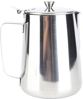 Milchkännchen mit Deckel, 1500ml Milchaufschäumkrug Edelstahl Kaffeekännchen Kännchen für Kaffee Sahnekännchen Teekanne mit Deckel für Milch Tee Kaffee Cappuccino