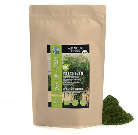 Alpi Nature Dillspitzen getrocknet BIO 125g, Dill Gewürz für Pickles, Saucen und Marinaden