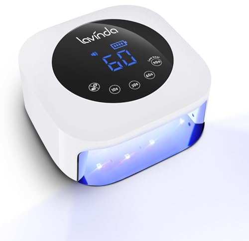 Lavinda UV LED Nail Lamp, Cordless Nail Lamp 54W Rechargeable Nail Dryer Gel Polish Light with Large LCD Display, Professional Gel Curing Lamp with 4 Timer Setting Auto Sensor for Salon and Home
