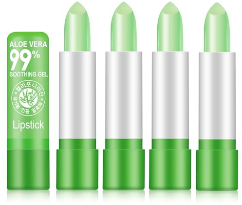 SUNDEER 5 Packs Aloe Vera Lipstick, Magic Temperature Color Change Lipstick Lip Blam, Long Lasting Nutritious Lips Makeup Aloe Vera Lip Gloss Set