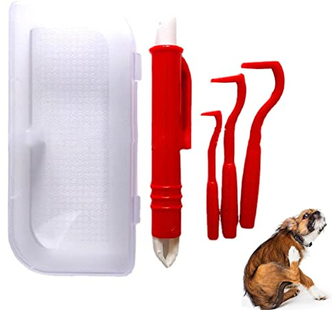 leryveo Outil de Suppression des tiques de Chien | Lot de 4 Peignes à Crochets pour enlever Les tiques à Double Pointe - Fournitures faciles à Utiliser pour enlever Les tiques pour Chats, Chiens